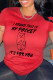 Red Casual Cute Character Print Patchwork Letter O Neck T-Shirts