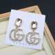 Gold Fashion Elegant Letter Hot Drill Earrings