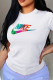 White Casual Sportswear Print O Neck T-Shirts