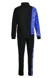 Red Casual Print Patchwork Turndown Collar Long Sleeve Two Pieces