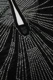 White Sexy Solid Hollowed Out Patchwork Hot Drill O Neck One Step Skirt Dresses