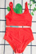 Tangerine Red Fashion Sexy Letter Patchwork Swimwears