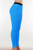 Blue Fashion Casual Solid Hollowed Out Skinny High Waist Pencil Trousers