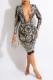 Black Fashion Sexy Patchwork Sequins See-through V Neck Long Sleeve Dresses