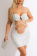 White Sexy Solid Hollowed Out Patchwork Hot Drill Spaghetti Strap Pencil Skirt Dresses