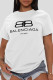 White Fashion Street Print Patchwork Letter O Neck T-Shirts