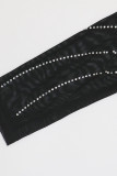 White Sexy Solid Hollowed Out Patchwork Hot Drill O Neck One Step Skirt Dresses