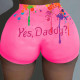 Rose Red Fashion Casual Print Basic Skinny High Waist Shorts