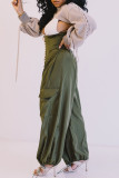 Black Fashion Casual Solid Basic Regular High Waist Wide Leg Trousers