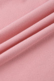 Pink Fashion Sexy Solid Hollowed Out Asymmetrical One Shoulder Sleeveless Dress