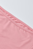 Pink Fashion Sexy Solid Hollowed Out Asymmetrical One Shoulder Sleeveless Dress