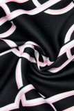Black White Fashion Casual Print Split Joint V Neck Long Sleeve Dresses