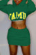 Green Fashion Casual Letter Print Basic Hooded Collar Long Sleeve Two Pieces