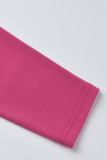 Rose Red Casual Solid Patchwork With Belt V Neck Straight Jumpsuits(Contain The Belt)