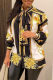Yellow Black Fashion Casual Print Basic Long Sleeved Shirt Tops