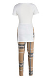 Camouflage Casual Print Patchwork Slit O Neck Short Sleeve Two Pieces