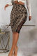 Khaki Fashion Casual Print Patchwork Zipper Regular High Waist Skirts