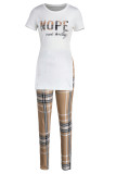Camouflage Casual Print Patchwork Slit O Neck Short Sleeve Two Pieces