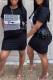 Black Fashion Casual Print Basic O Neck Short Sleeve Dress Dresses