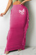 Rose Red Casual Print Patchwork Straight High Waist Pencil Positioning Print Bottoms