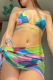Colour Sexy Vacation Print Patchwork Swimwears