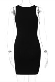 Black Sexy Casual Solid Hot Drill O Neck Vest Dress