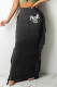 Black Casual Print Patchwork Straight High Waist Pencil Positioning Print Bottoms