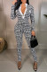 Black Fashion Casual Print Patchwork V Neck Skinny Jumpsuits