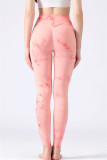 Pink Casual Sportswear Print Basic Skinny High Waist Trousers