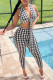 Black Fashion Sexy Print Bandage V Neck Sleeveless Two Pieces