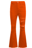 Orange Street Solid Ripped Patchwork High Waist Denim Jeans