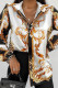White Fashion Casual Print Basic Turndown Collar Tops