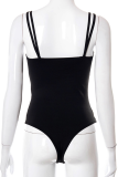 Black Sexy Solid Patchwork Mesh Swimwears