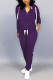 Purple Casual Solid Two Piece Suits pencil Long Sleeve Two-piece Pants Set