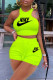 Fluorescent Green Fashion Casual Print Patchwork O Neck Sleeveless Two Pieces