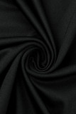 Black Fashion Casual Letter Print Basic V Neck Plus Size Two Pieces