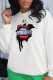 White Casual Street Print Lips Printed Patchwork O Neck Tops