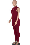 White Casual Solid Split Joint Hot Drill O Neck Regular Jumpsuits