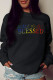 Black Fashion Vintage Print Patchwork Letter O Neck Tops