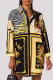 Multicolor Fashion Casual Print Basic Turndown Collar Shirt Dress