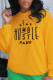Yellow Fashion Casual Print Patchwork Letter O Neck Tops