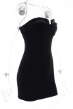 Purple Fashion Sexy Solid Backless Strapless Sleeveless Dress