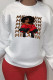 White Fashion Street Print Patchwork Letter O Neck Tops