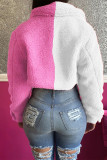 Blue Yellow Fashion Casual Solid Patchwork Cardigan Turndown Collar Outerwear