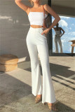 Black Fashion Casual Solid Hollowed Out Regular High Waist Trousers