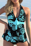 Colour Fashion Sexy Print Patchwork Backless Swimwears