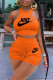 Orange Fashion Casual Print Patchwork O Neck Sleeveless Two Pieces