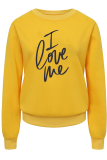 Yellow Fashion Casual Print Patchwork Letter O Neck Tops