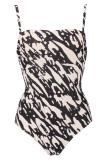 Black White Fashion Sexy Print Backless Swimwears
