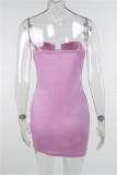 Purple Fashion Sexy Solid Backless Strapless Sleeveless Dress